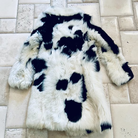 NOT FOR SALE - Spotted/Cow pattern Genuine Sheep Skin Shearing Fur Coat - Picture 9 of 12